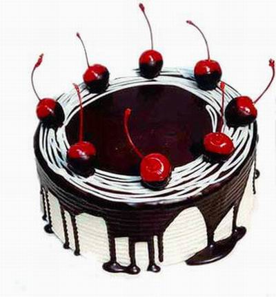 Cherry cake with chocolate and vanilla icing, 2 lb